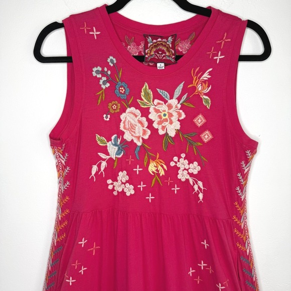 Johnny Was Ceretti Tiered Maxi Dress Pink Tiered Small Boho Artisan Resort Folk - Picture 4 of 13